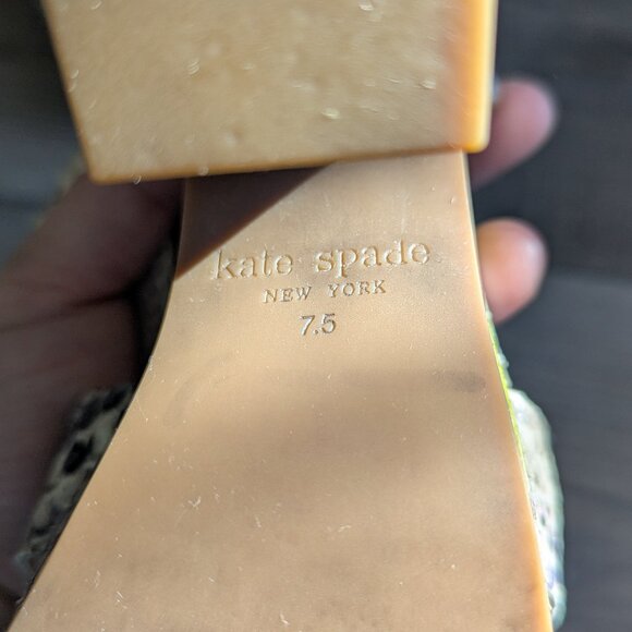 Kate Spade Women's Grace Platform Sandals Leather Snake Print Blue Green 7.5 - Picture 11 of 11